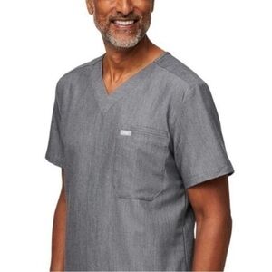 Figs Leon Short Sleeve Scrub Top in Graphite Gray Men’s Size 2XL